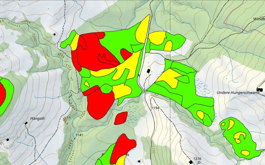 swisstopo national map showing the protected perimeter of Rotmoos (Raised bog)