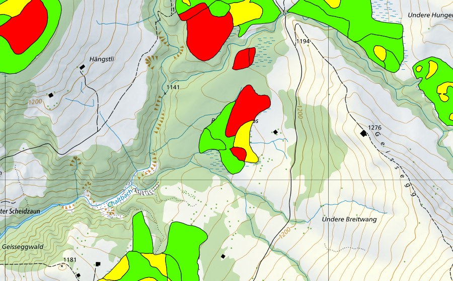 swisstopo national map showing the protected perimeter of Rotmoos (Raised bog)