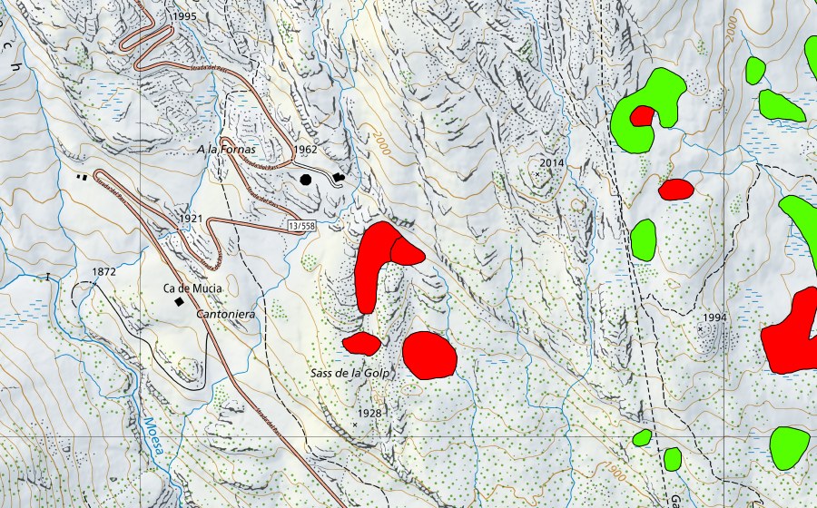 Landeskarte swisstopo mit dem Schutzperimeter von Sass de la Golp (Lucomagno) (Hochmoor)