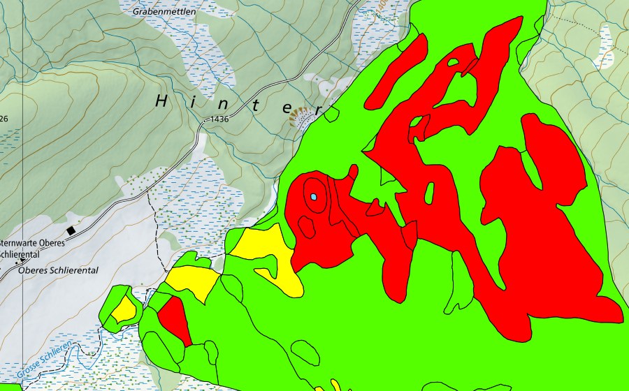 Carte nationale swisstopo avec le périmètre protégé de Seeliwald (Haut-marais)