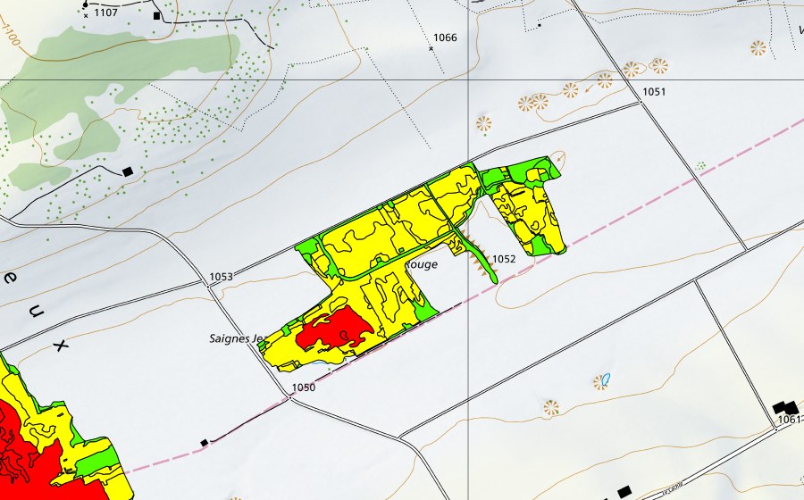 Landeskarte swisstopo mit dem Schutzperimeter von Tourbières du Cachot (Le Marais/Marais Rouge) (Hochmoor)