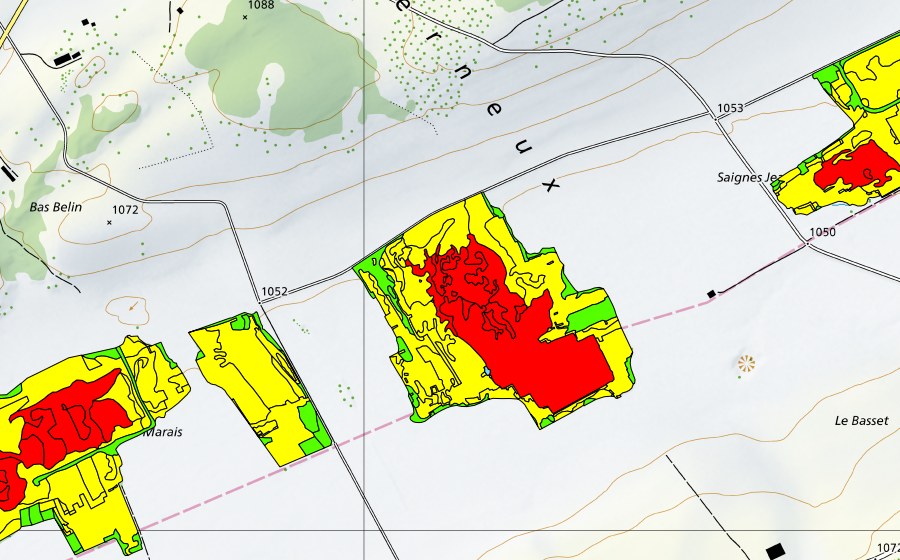 Landeskarte swisstopo mit dem Schutzperimeter von Tourbières du Cachot (Le Marais/Marais Rouge) (Hochmoor)