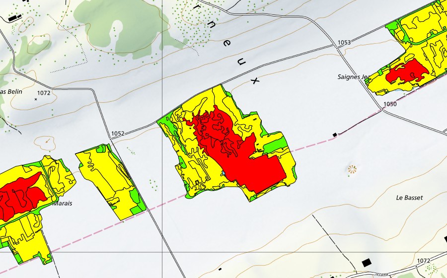 Landeskarte swisstopo mit dem Schutzperimeter von Tourbières du Cachot (Le Marais/Marais Rouge) (Hochmoor)