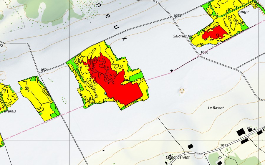 Landeskarte swisstopo mit dem Schutzperimeter von Tourbières du Cachot (Le Marais/Marais Rouge) (Hochmoor)