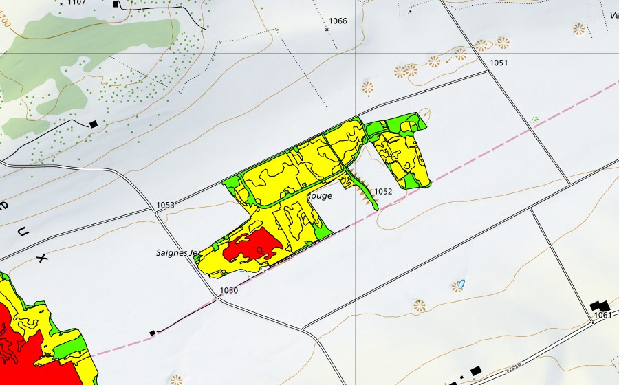 Landeskarte swisstopo mit dem Schutzperimeter von Tourbières du Cachot (Le Marais/Marais Rouge) (Hochmoor)