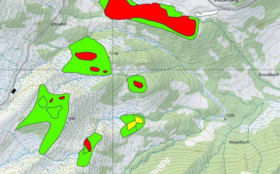Landeskarte swisstopo mit dem Schutzperimeter von Trogenwald (Hochmoor)