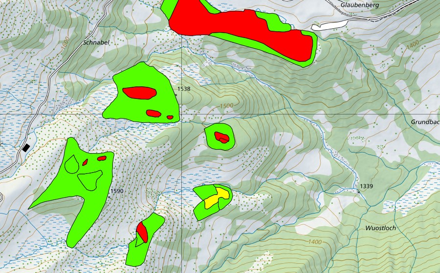 swisstopo national map showing the protected perimeter of Trogenwald (Raised bog)