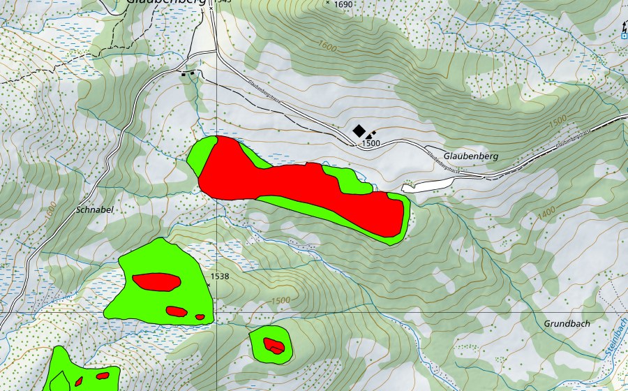 swisstopo national map showing the protected perimeter of Trogenwald (Raised bog)