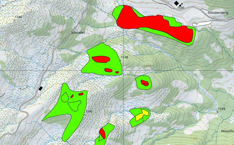Carte nationale swisstopo avec le périmètre protégé de Trogenwald (Haut-marais)