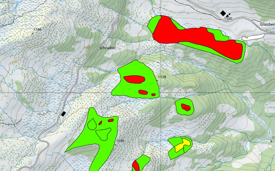 swisstopo national map showing the protected perimeter of Trogenwald (Raised bog)