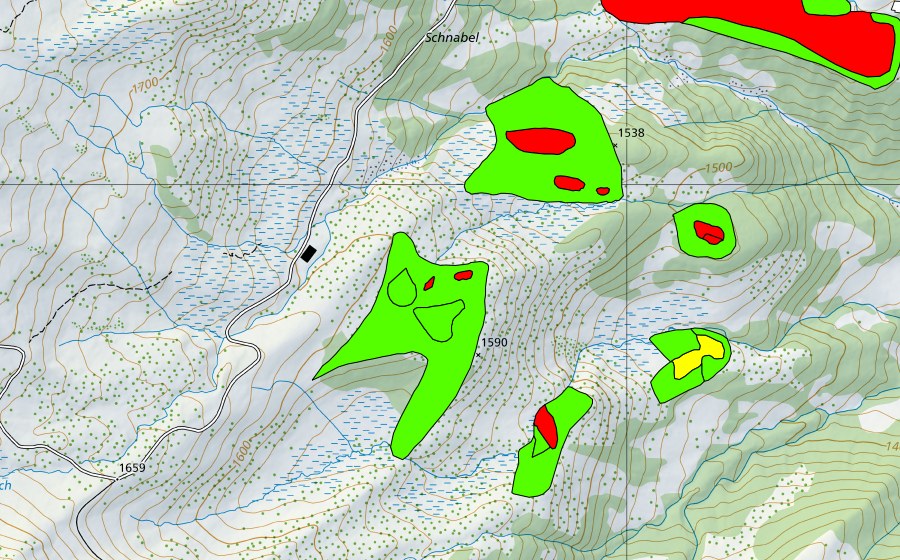 Carte nationale swisstopo avec le périmètre protégé de Trogenwald (Haut-marais)