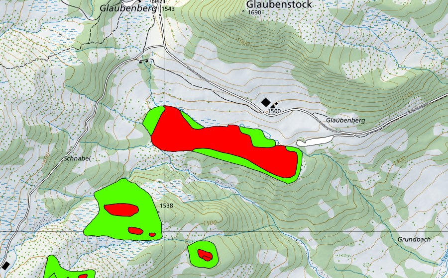 swisstopo national map showing the protected perimeter of Trogenwald (Raised bog)