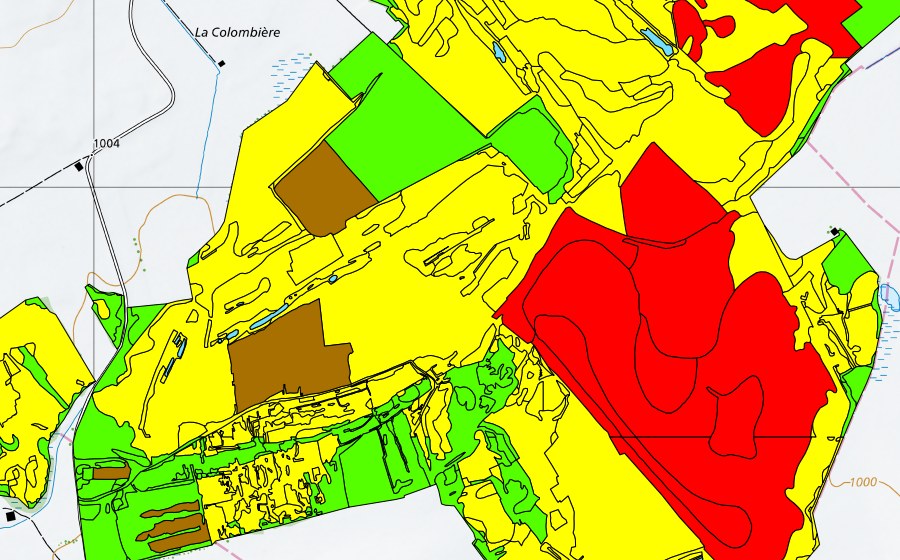 Carte nationale swisstopo avec le périmètre protégé de Vallée des Ponts-de-Martel (Bois des Lattes/Marais Rouge) (Haut-marais)