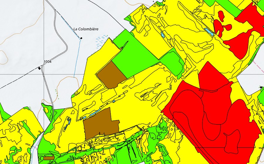 Landeskarte swisstopo mit dem Schutzperimeter von Vallée des Ponts-de-Martel (Bois des Lattes/Marais Rouge) (Hochmoor)