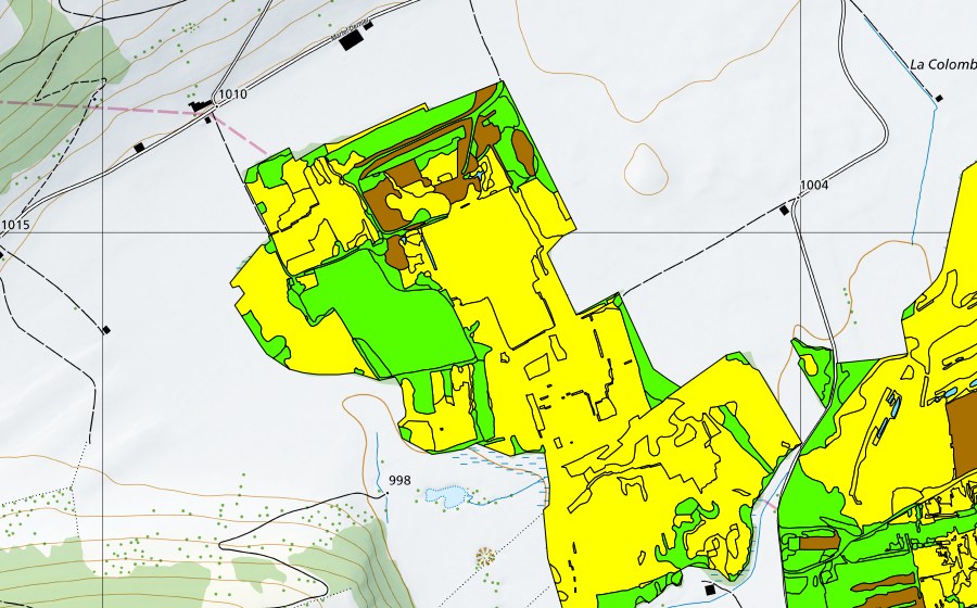 Landeskarte swisstopo mit dem Schutzperimeter von Vallée des Ponts-de-Martel (Bois des Lattes/Marais Rouge) (Hochmoor)