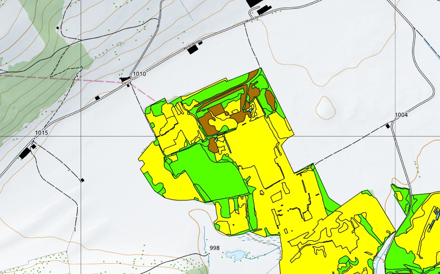 Landeskarte swisstopo mit dem Schutzperimeter von Vallée des Ponts-de-Martel (Bois des Lattes/Marais Rouge) (Hochmoor)
