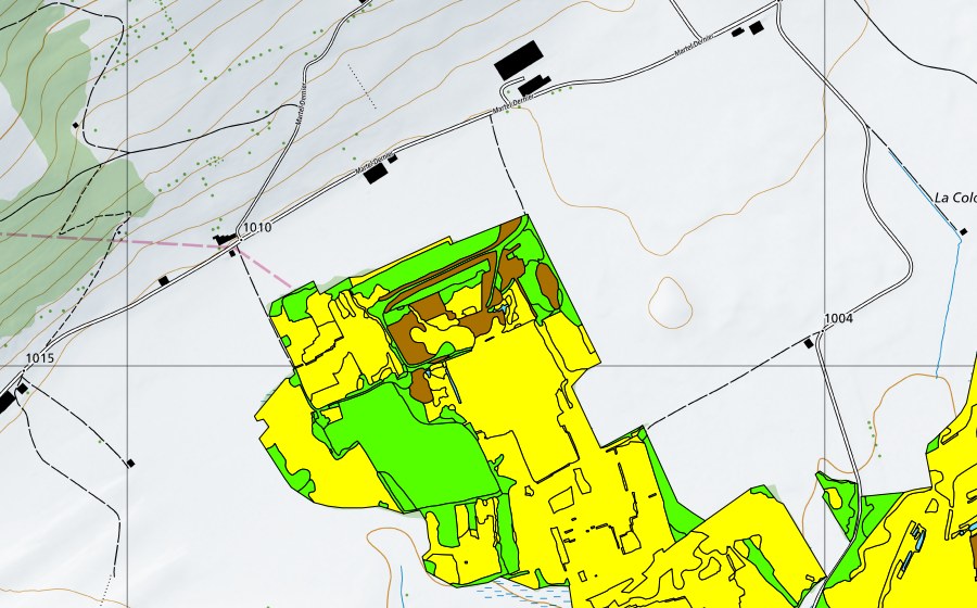 Landeskarte swisstopo mit dem Schutzperimeter von Vallée des Ponts-de-Martel (Bois des Lattes/Marais Rouge) (Hochmoor)