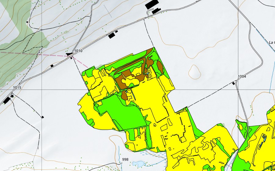 Landeskarte swisstopo mit dem Schutzperimeter von Vallée des Ponts-de-Martel (Bois des Lattes/Marais Rouge) (Hochmoor)