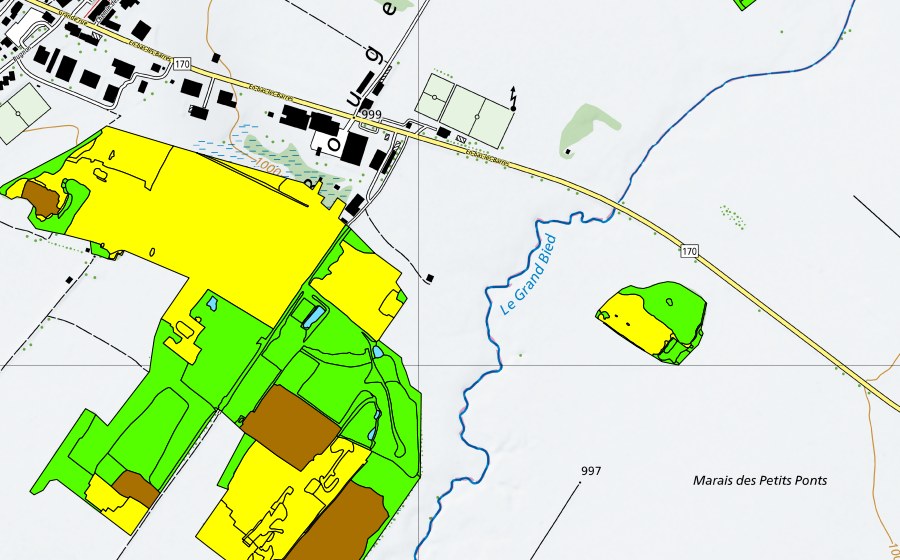 Landeskarte swisstopo mit dem Schutzperimeter von Vallée des Ponts-de-Martel (Bois des Lattes/Marais Rouge) (Hochmoor)