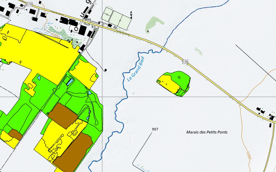 Landeskarte swisstopo mit dem Schutzperimeter von Vallée des Ponts-de-Martel (Bois des Lattes/Marais Rouge) (Hochmoor)
