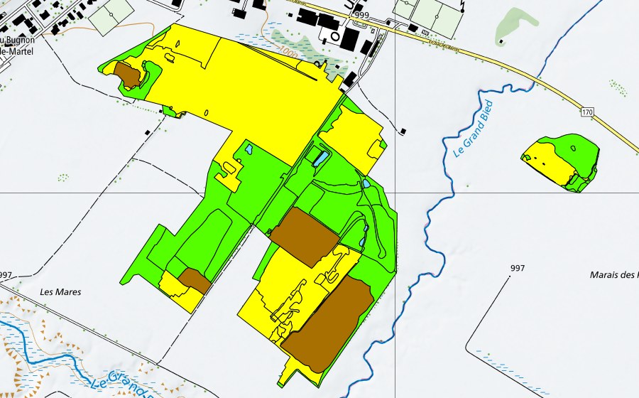 Landeskarte swisstopo mit dem Schutzperimeter von Vallée des Ponts-de-Martel (Bois des Lattes/Marais Rouge) (Hochmoor)