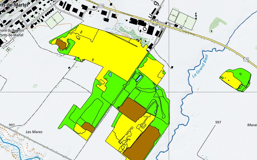 Landeskarte swisstopo mit dem Schutzperimeter von Vallée des Ponts-de-Martel (Bois des Lattes/Marais Rouge) (Hochmoor)