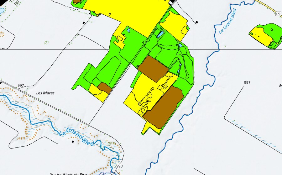 Carte nationale swisstopo avec le périmètre protégé de Vallée des Ponts-de-Martel (Bois des Lattes/Marais Rouge) (Haut-marais)