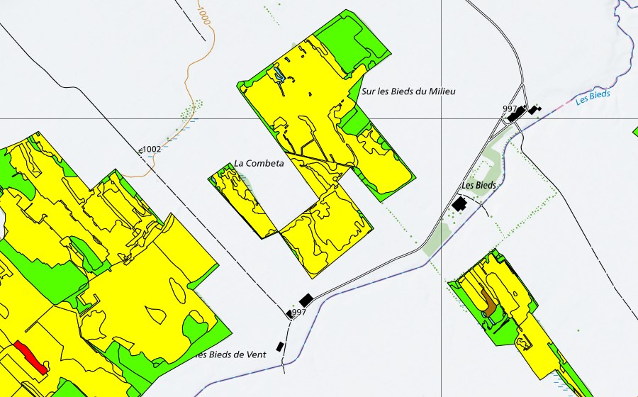Carte nationale swisstopo avec le périmètre protégé de Vallée des Ponts-de-Martel (Bois des Lattes/Marais Rouge) (Haut-marais)