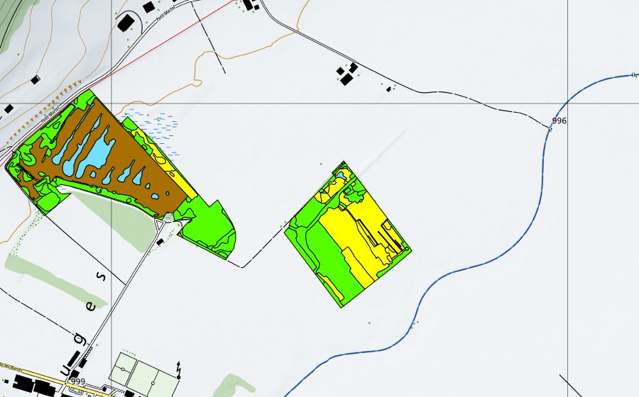 Landeskarte swisstopo mit dem Schutzperimeter von Vallée des Ponts-de-Martel (Bois des Lattes/Marais Rouge) (Hochmoor)