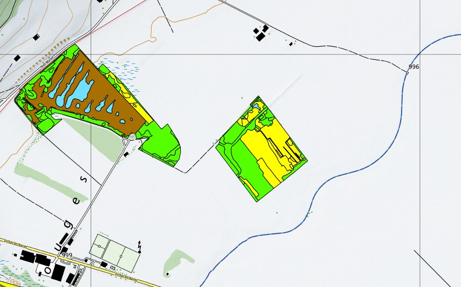 swisstopo national map showing the protected perimeter of Vallée des Ponts-de-Martel (Bois des Lattes/Marais Rouge) (Raised bog)