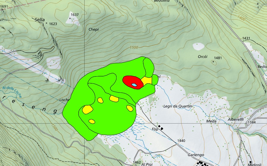 Carte nationale swisstopo avec le périmètre protégé de Vél (Gribbio) (Haut-marais)