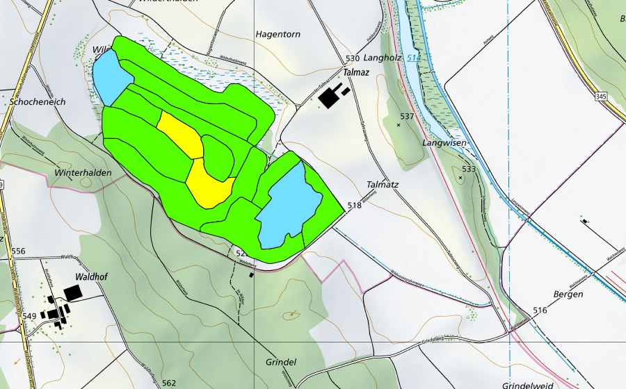 Landeskarte swisstopo mit dem Schutzperimeter von Wildert (Hochmoor)