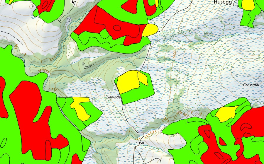 Carte nationale swisstopo avec le périmètre protégé de Zopf (Haut-marais)