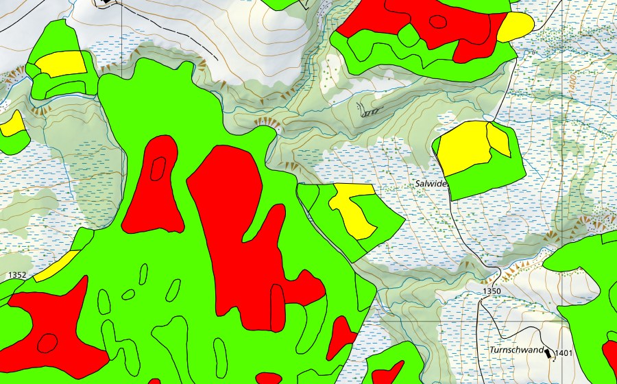 Landeskarte swisstopo mit dem Schutzperimeter von Zopf (Hochmoor)