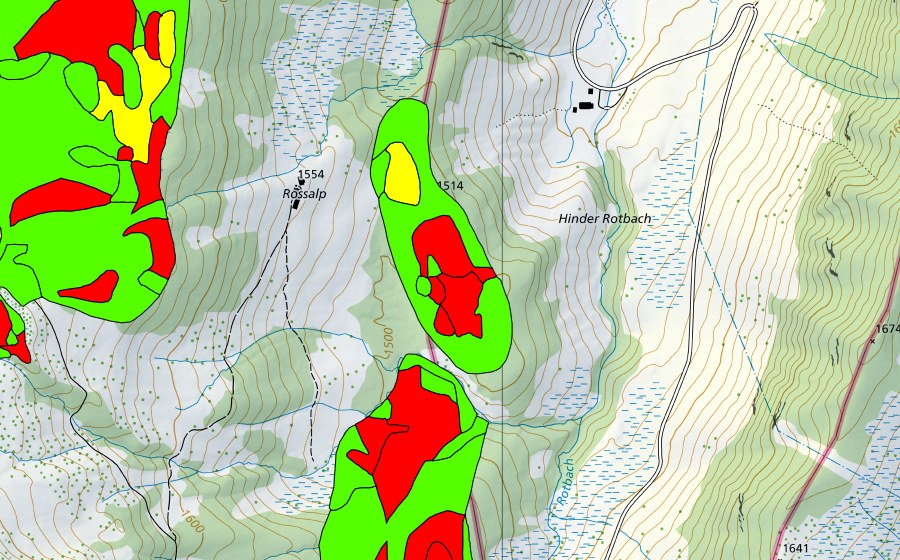 Carta nazionale swisstopo con il perimetro protetto di Zwischen Glaubenberg und Rossalp (Torbiera alta)