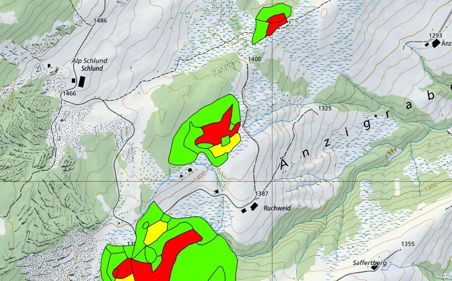 Landeskarte swisstopo mit dem Schutzperimeter von Zwischen Wagliseichnubel und Ghack (Hochmoor)