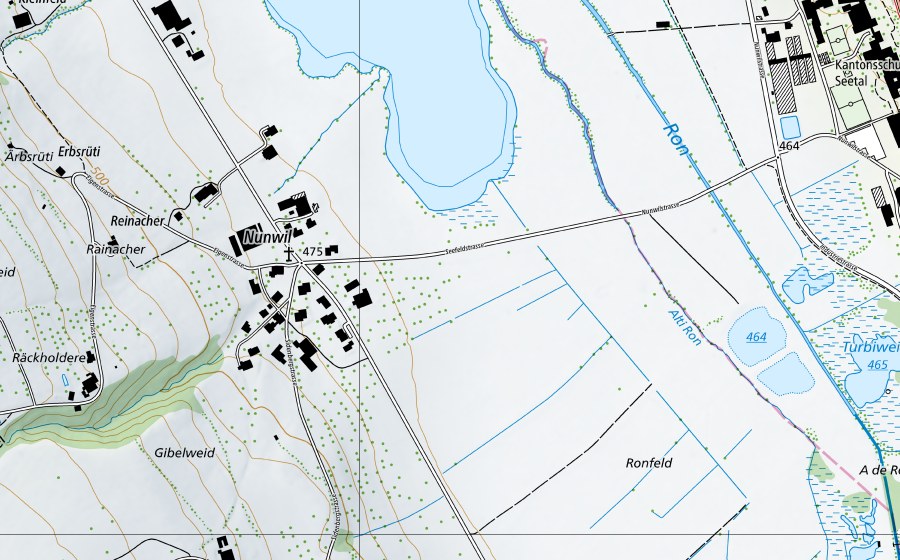 Landeskarte swisstopo mit dem Schutzperimeter von Aabach-Hitzkirch, Richensee (Hydromessstation)