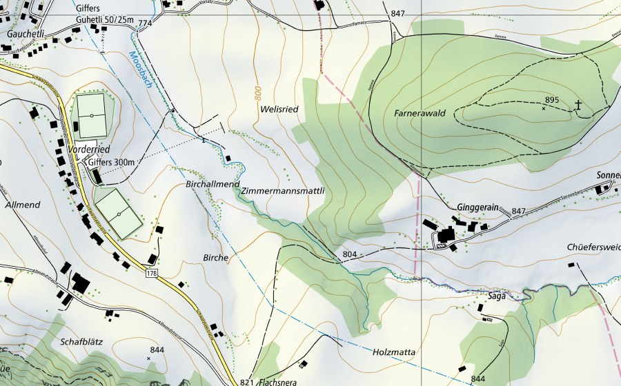 Carte nationale swisstopo avec le périmètre protégé de Aare-Murgenthal (Station hydrométrique)
