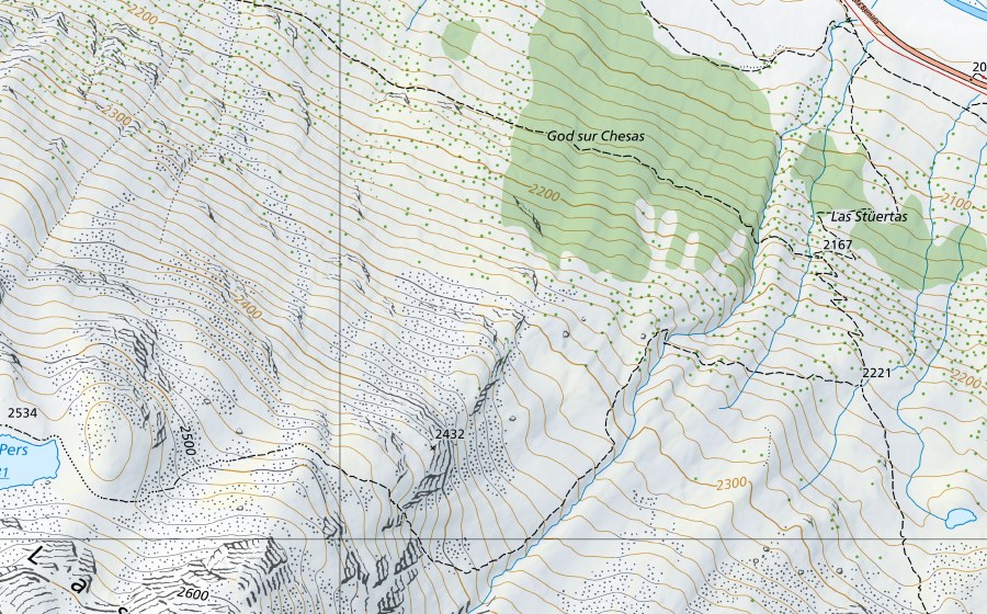swisstopo national map showing the protected perimeter of Berninabach-Pontresina (Hydrological station)