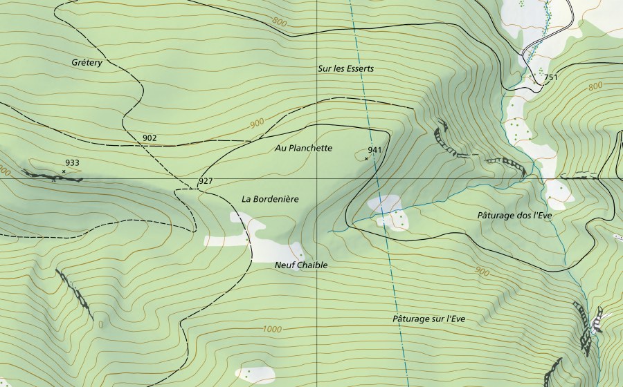 Carta nazionale swisstopo con il perimetro protetto di Birse-Soyhières, Bois du Treuil (Stazione idrometrica)