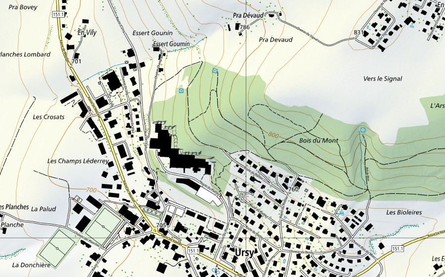 Carte nationale swisstopo avec le périmètre protégé de Broye-Payerne, Caserne d'aviation (Station hydrométrique)