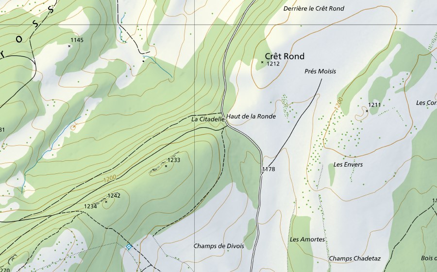 Carte nationale swisstopo avec le périmètre protégé de Doubs-Combe des Sarrasins (Station hydrométrique)