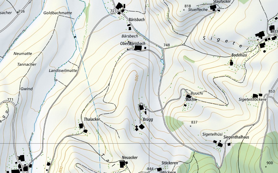 swisstopo national map showing the protected perimeter of Emme-Wiler, Limpachmündung, nur Hauptstation (Hydrological station)