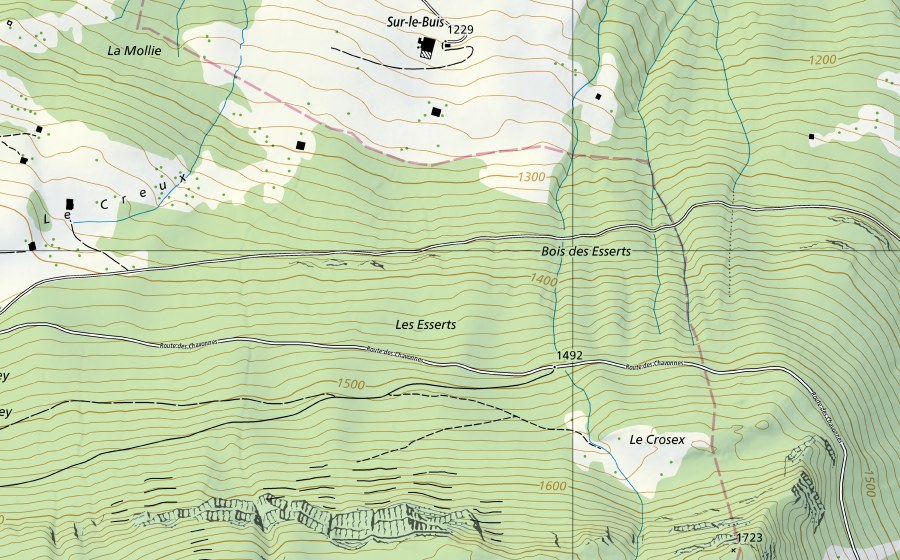 Carte nationale swisstopo avec le périmètre protégé de Grande Eau-Aigle (Station hydrométrique)