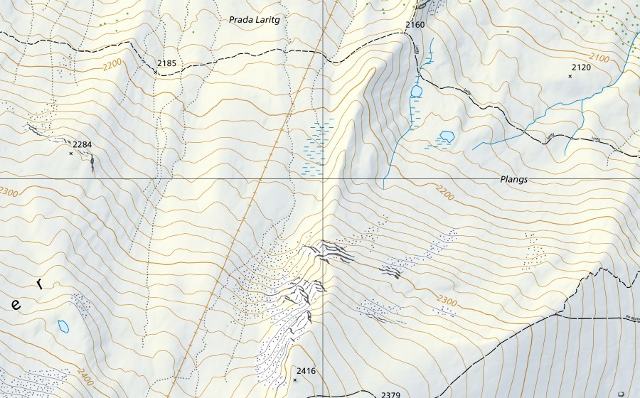 Carte nationale swisstopo avec le périmètre protégé de Hinterrhein-Fürstenau (Station hydrométrique)