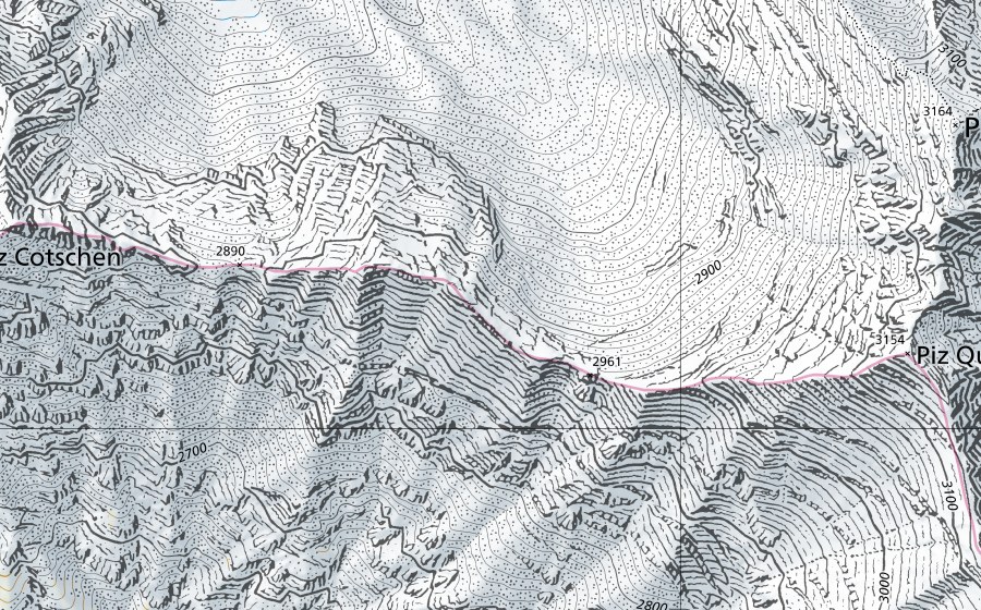 Carte nationale swisstopo avec le périmètre protégé de Inn-Martina (Station hydrométrique)