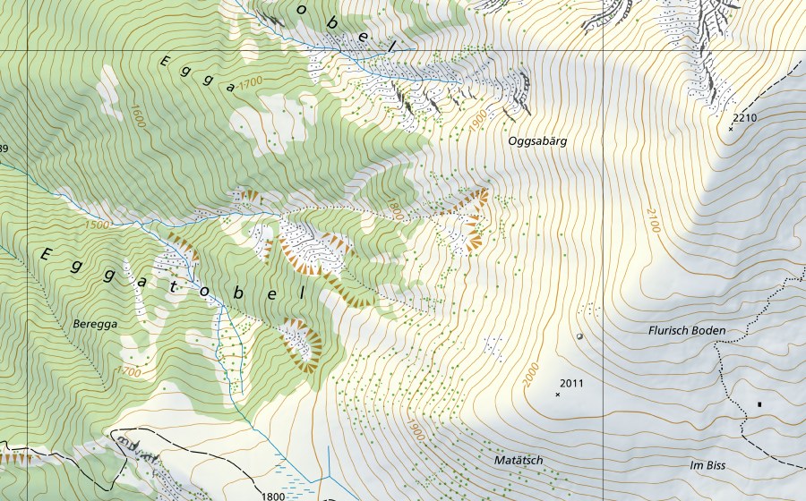 Carte nationale swisstopo avec le périmètre protégé de Landquart-Felsenbach (Station hydrométrique)