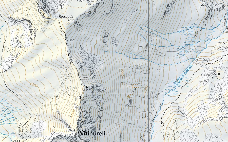 swisstopo national map showing the protected perimeter of Landwasser-Davos, Frauenkirch (Hydrological station)