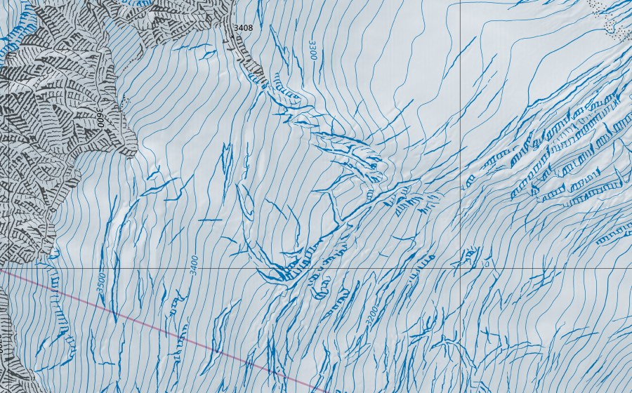 Landeskarte swisstopo mit dem Schutzperimeter von Massa-Blatten bei Naters (Hydromessstation)