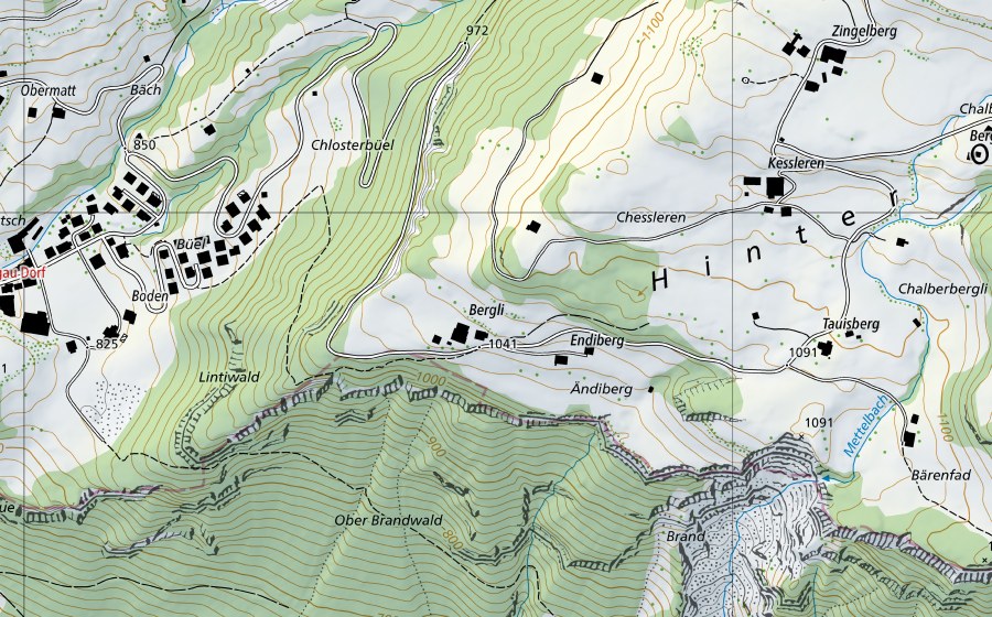 Carte nationale swisstopo avec le périmètre protégé de Muota-Ingenbohl (Station hydrométrique)